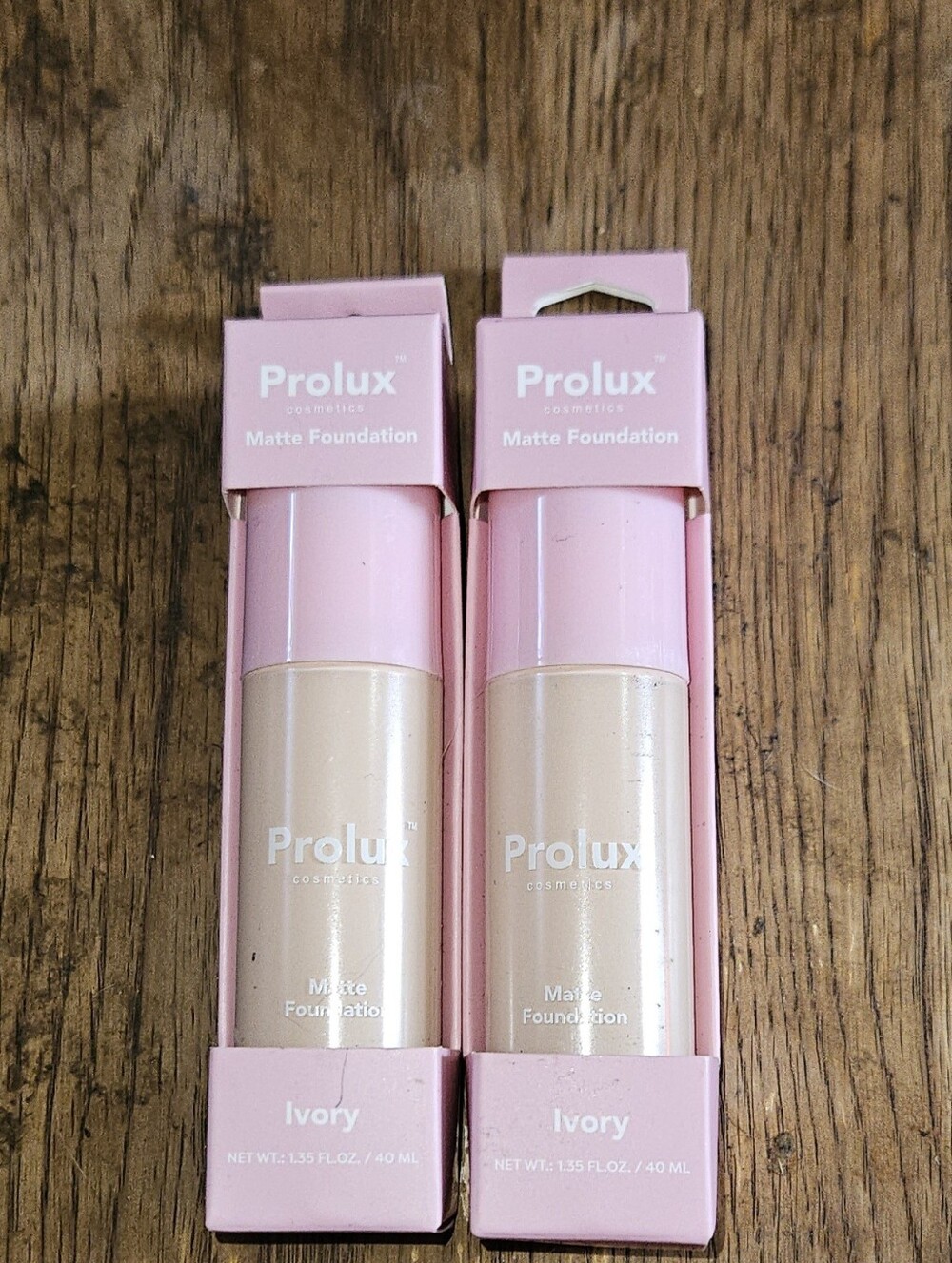 2 x Prolux Cosmetics Matte Foundation In Ivory 1.35fl Oz / 40ml BNIB